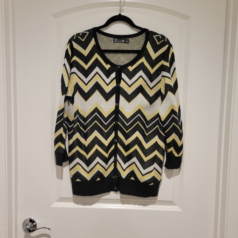 7th Avenue Design Studio Zig Zag Chevron Cardigan Sweater XL  #607